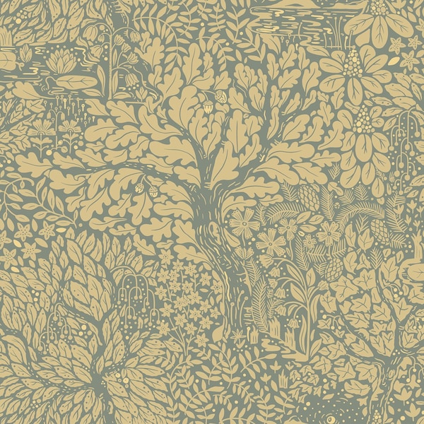 Manhattan Comfort Lisieux Olle Light Yellow Forest Sanctuary 33 ft L X 209 in W Wallpaper BR4080-83107 - main